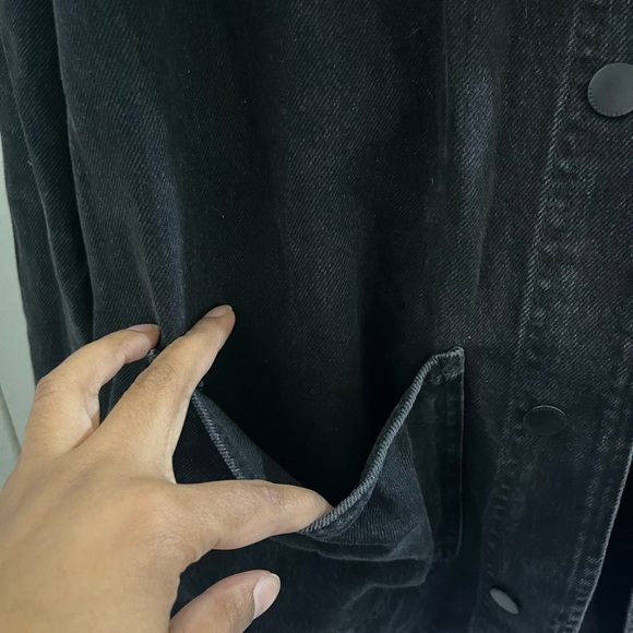 Zara Grunge punk rock Black Denim Jacket with Silver Studs #Modernmideival - Picture 9 of 13
